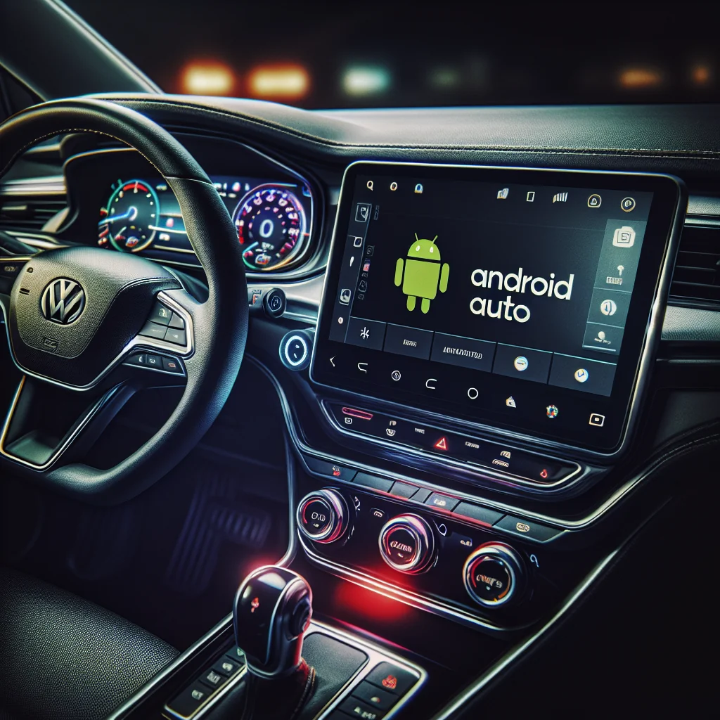 Intérieur de voiture avec interface Android Auto