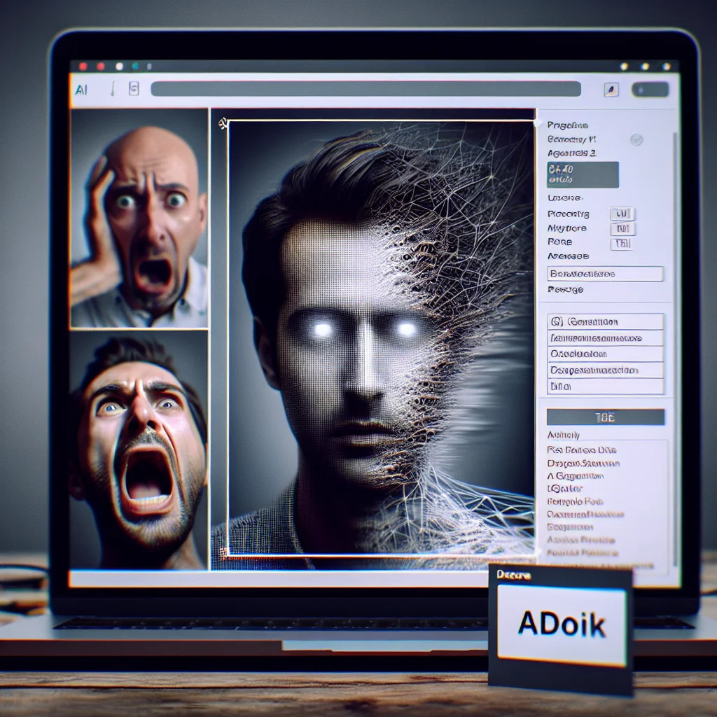 Interface numérique de Grok générant une image avec une personne préoccupée en arrière-plan.