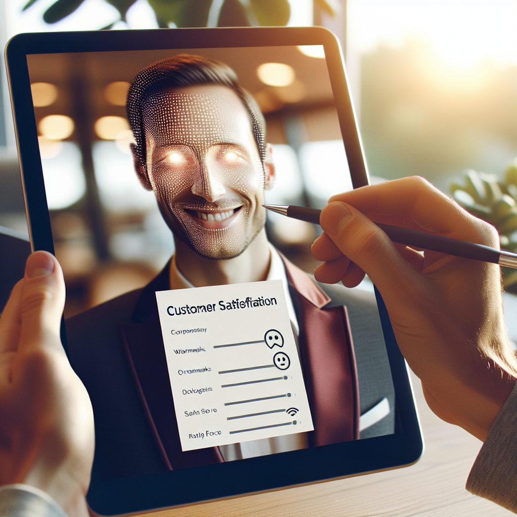 Enquête de satisfaction client sur une tablette