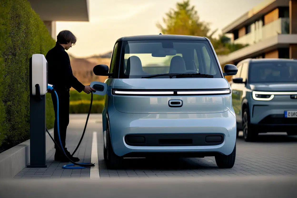 Recharge d’une Fiat Topolino dans une résidence privée américaine moderne