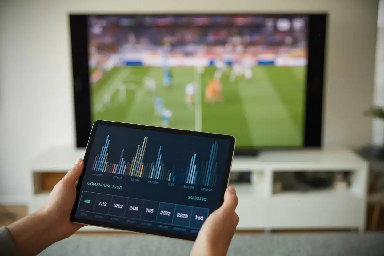 Graphique Match Momentum flouté sur écran pendant un match en direct