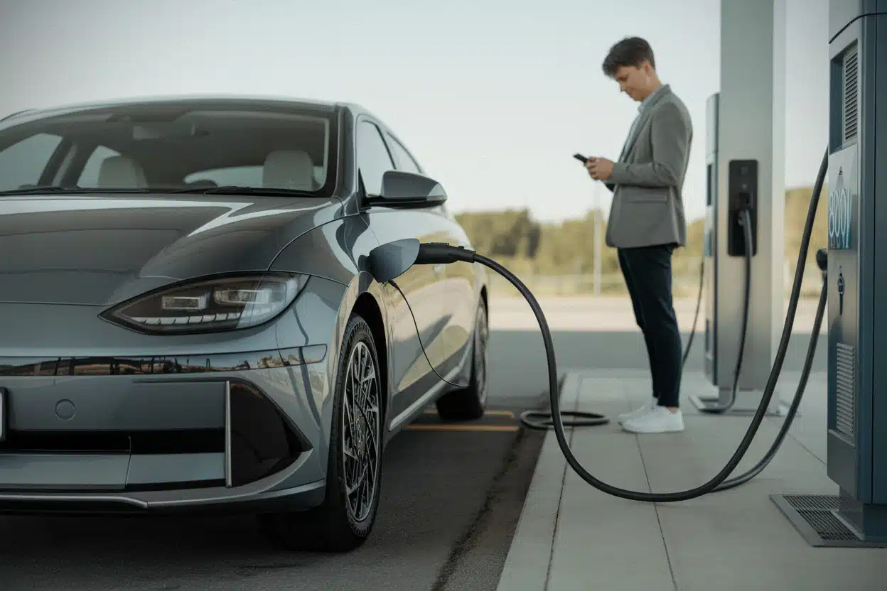 Hyundai Ioniq 6 en recharge rapide 800 V sur aire d’autoroute