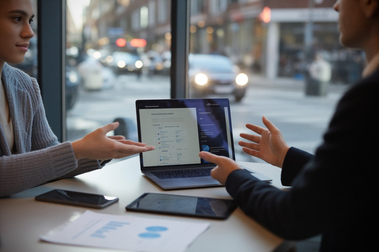 Entretien de recrutement évaluant un portfolio de projets IA
