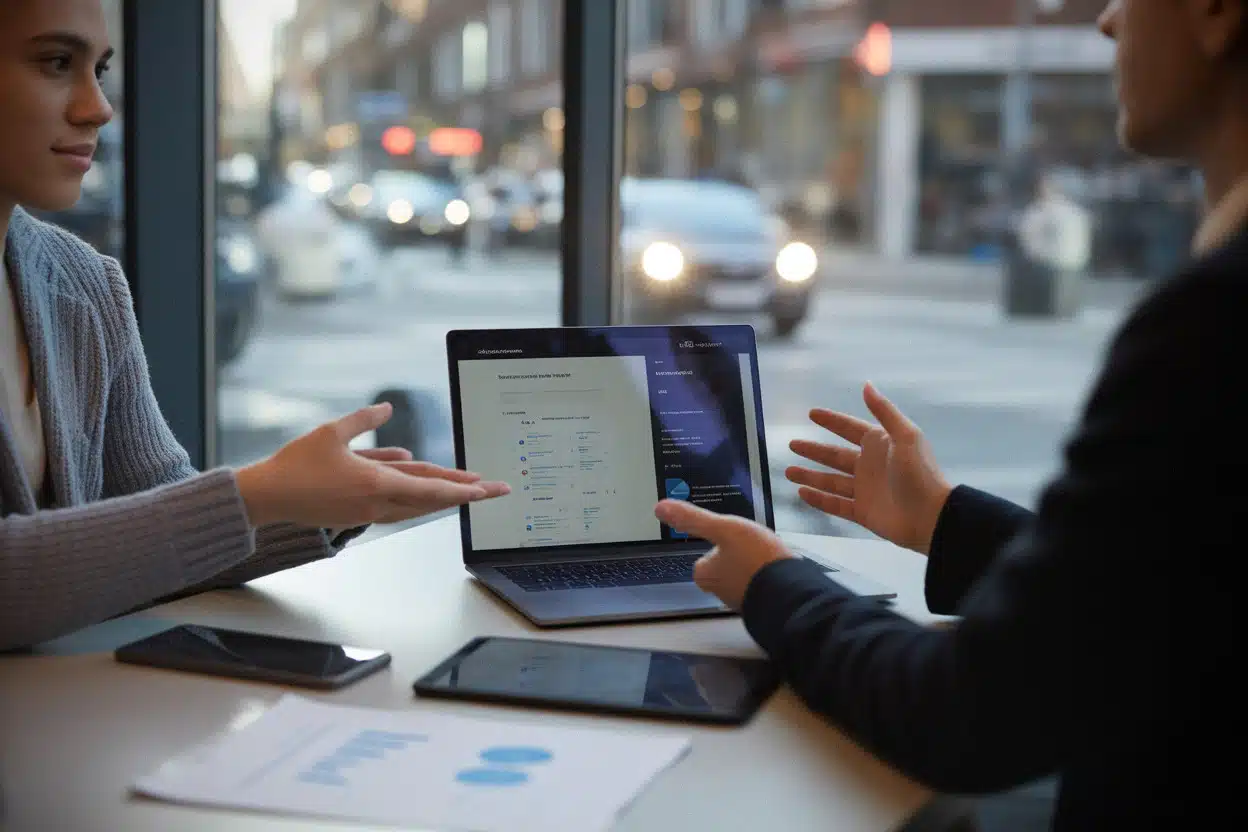 Entretien de recrutement évaluant un portfolio de projets IA