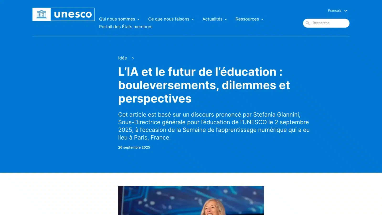UNESCO, "L'IA et le futur de l'éducation"