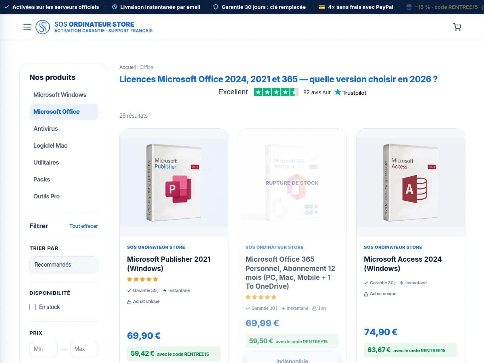 Licences Microsoft Office officielles